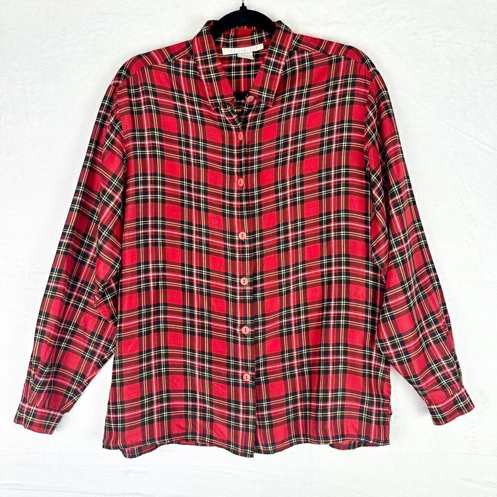 The Limited Vintage Silk Tartan Plaid Long Sleeve Button Up Size Large